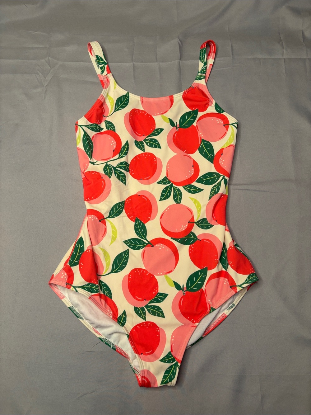 Mini Boden Girls Peach-Print One-Piece Swimsuit - Pink, Red & Green Size 13-14 Y